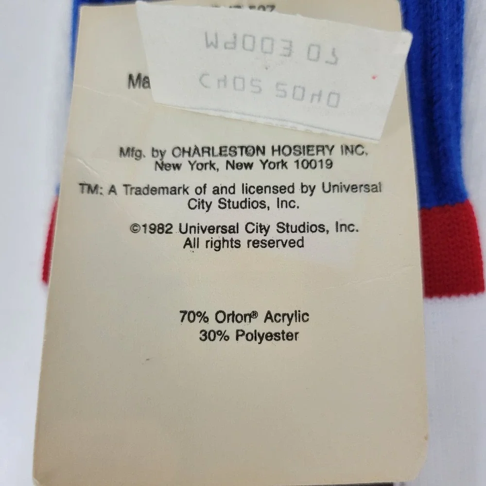 Vintage 1982 Charleston Hosiery Kids E.T Tube Socks Size M 7-8 1/2 White Blue